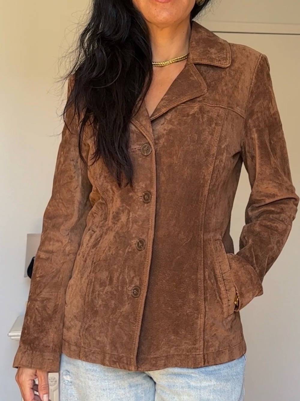 90s Danier Tan Suede Leather Jacket